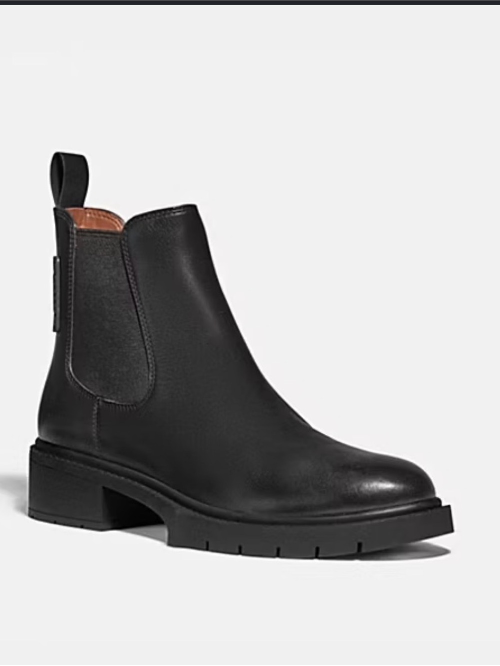 Coach Lyden Bootie. Black Leather Chelsea Ankle Boot for Women